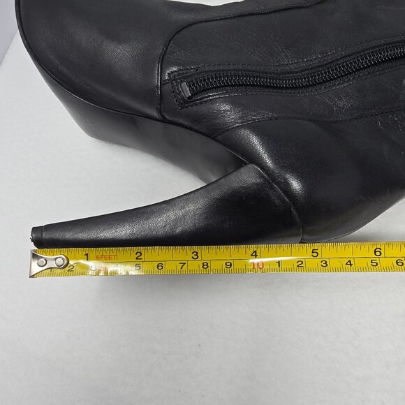 Black Leather Over The Knee Boots 5" Heel Ultra High 8.5 M Nine West Sexy - Picture 4 of 15